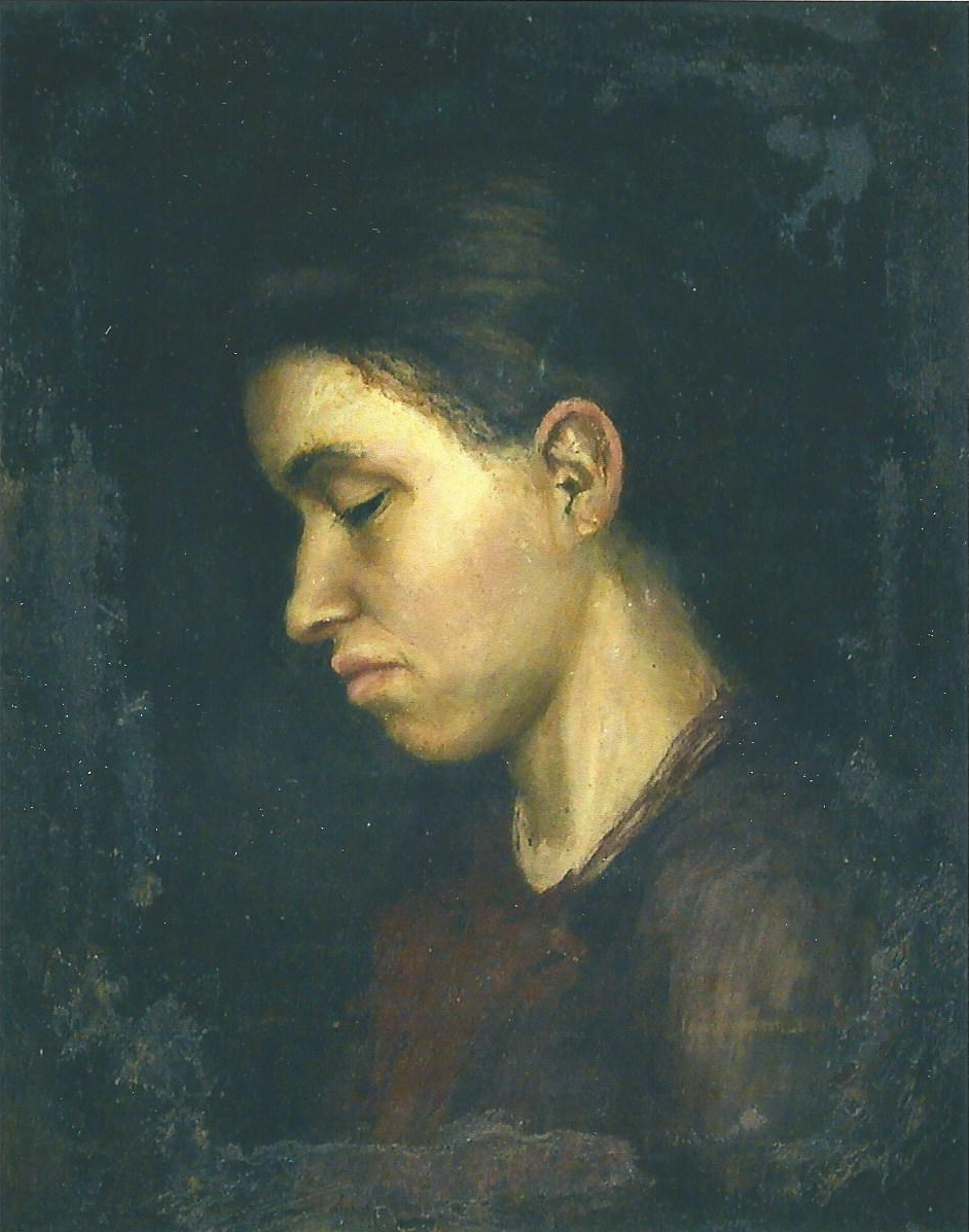 "Portrait of Ella Crowell", 1892, oil on canvas by Thomas Eakins (American artist, 1844-1916)